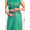 Women's Faux Linen Floral Ready to wear Saree With Unstitched Blouse 5.5Mtr (Green) Women's Faux Linen Floral Ready to wear Saree With Unstitched Blouse 5.5Mtr (Green)