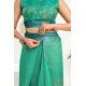 Women's Faux Linen Floral Ready to wear Saree With Unstitched Blouse 5.5Mtr (Green)