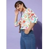 Women's Polyester Floral 3-4th Sleeves Shrug (Multicolor)
