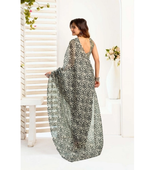 Women's Linen Cotton Printed Ready To Wear With Pocket Saree With Unstitched Blouse 5.5 Mtr (Grey) Women's Linen Cotton Printed Ready To Wear With Pocket Saree With Unstitched Blouse 5.5 Mtr (Grey)