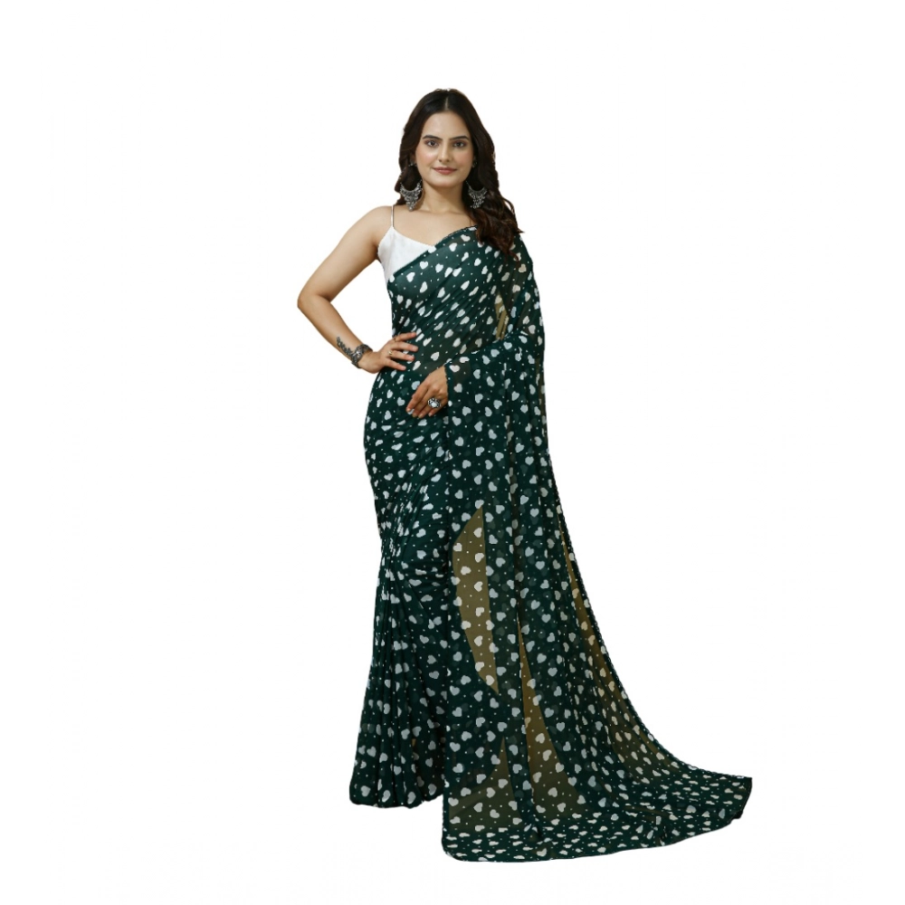 Women's Georgette Printed Saree With Unstitched Blouse 5.5Mtr (Green) Women's Georgette Printed Saree With Unstitched Blouse 5.5Mtr (Green)