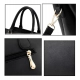 Women's PU Leather Solid Shoulder Zipper Handbag (Black)