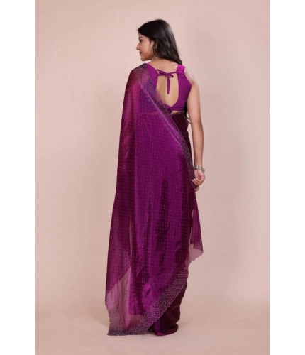 Women's Jimmy choo Embellished Bollywood Saree With Unstitched Blouse 5.5Mtr (Purple) Women's Jimmy choo Embellished Bollywood Saree With Unstitched Blouse 5.5Mtr (Purple)