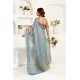 Women's Linen Cotton Printed Ready To Wear Saree With Unstitched Blouse 5.5 Mtr (Grey)