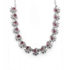 Women's Brass Silver Plated Necklace set (Red)
