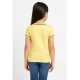 Girl's Cotton Printeded Round Neck T-Shirt (Yellow)