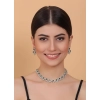 Women's Brass Silver Plated Necklace set (Green)