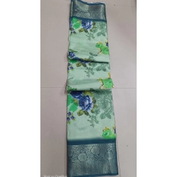 Women's Digital Dolla Silk Printed Saree With Unstitched Blouse 5.5Mtr (Green)