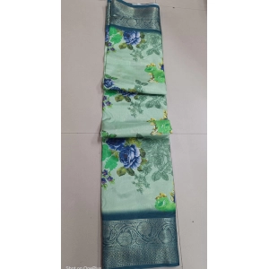Generic Women's Digital Dolla Silk Printed Saree With Unstitched Blouse 5.5Mtr (Green)
