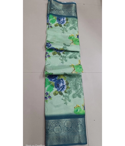 Women's Digital Dolla Silk Printed Saree With Unstitched Blouse 5.5Mtr (Green)