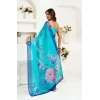 Women's Faux Linen Floral Print Ready to wear Saree With Unstitched Blouse 5.5Mtr (Light_AquaBlue) Women's Faux Linen Floral Print Ready to wear Saree With Unstitched Blouse 5.5Mtr (Light_AquaBlue)