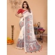Women's Linen Cotton Printed Saree With Unstitched Blouse 5.5Mtr (Off White) Women's Linen Cotton Printed Saree With Unstitched Blouse 5.5Mtr (Off White)