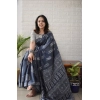 Women's Linen Printed Saree With Unstitched Blouse 5.5Mtr (Grey) Women's Linen Printed Saree With Unstitched Blouse 5.5Mtr (Grey)