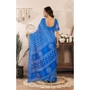 Women's Faux Linen Geometric Print Ready to wear Saree With Unstitched Blouse 5.5Mtr (Blue) Women's Faux Linen Geometric Print Ready to wear Saree With Unstitched Blouse 5.5Mtr (Blue)