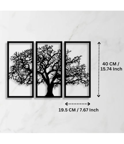 Wooden 3 Pieces Tree Wall Art Panel Frame for Home Decor
