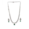 Women's Brass Silver Plated Necklace set (Green)
