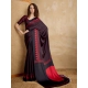 Women's Satin Crepe Printed Saree With Unstitched Blouse 5.5Mtr (Black)