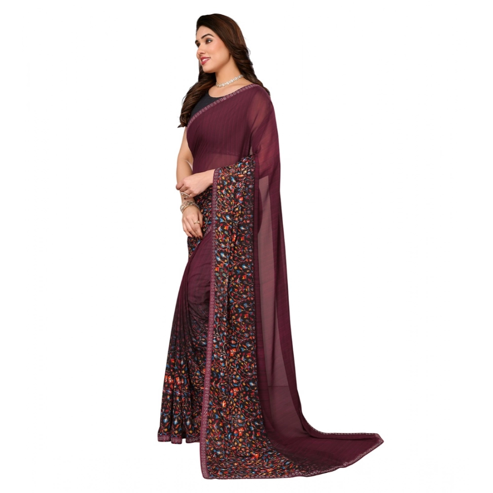 Women's Georgette Printed Saree With Unstitched Blouse 5.5Mtr (Maroon) Women's Georgette Printed Saree With Unstitched Blouse 5.5Mtr (Maroon)