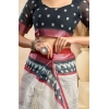 Women's Faux Linen Floral Print Ready to wear Saree With Unstitched Blouse 5.5Mtr (OffWhite) Women's Faux Linen Floral Print Ready to wear Saree With Unstitched Blouse 5.5Mtr (OffWhite)