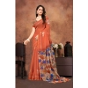 Women's Linen Printed Saree With Unstitched Blouse 5.5Mtr (Red) Women's Linen Printed Saree With Unstitched Blouse 5.5Mtr (Red)