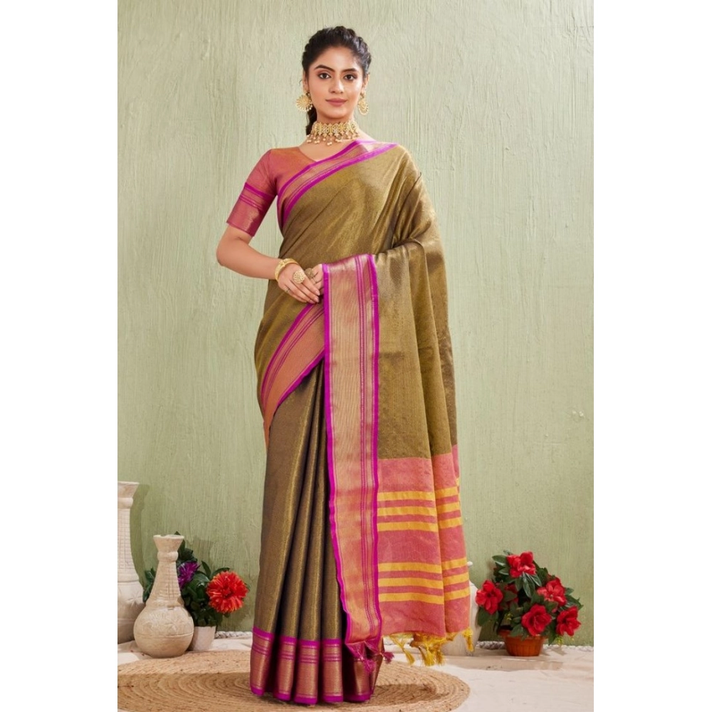 Women's Silk Blended Jaquard Woven Saree With Unstitched Blouse 5.5Mtr (Green) Women's Silk Blended Jaquard Woven Saree With Unstitched Blouse 5.5Mtr (Green)