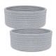 Cotton 8x3 Inch Round 2 Set Bedside Organizer (Gray)