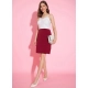 Women's Polyester Lycra Color Blocking Shoulder Straps Dress (White - Maroon) Women's Polyester Lycra Color Blocking Shoulder Straps Dress (White - Maroon)