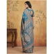Women's Silk Blend Printed Saree With Unstitched Blouse 5.5Mtr (Teal)