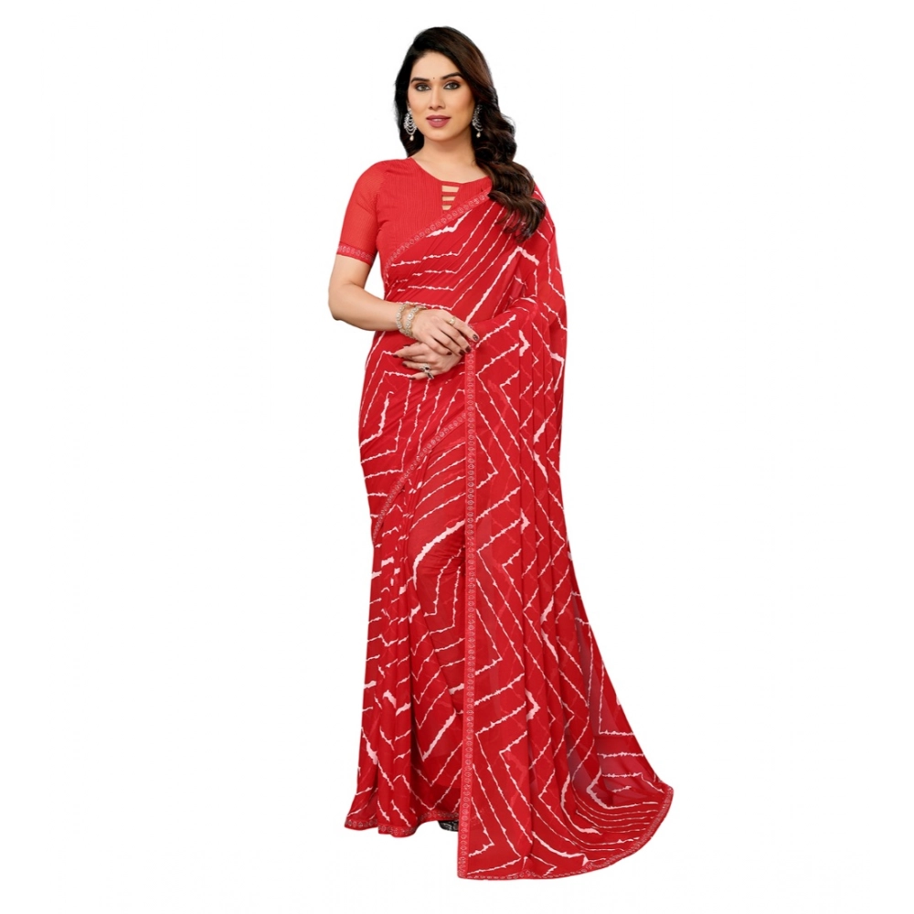 Women's Georgette Printed Saree With Unstitched Blouse 5.5Mtr (Red) Women's Georgette Printed Saree With Unstitched Blouse 5.5Mtr (Red)