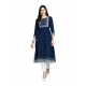Women's Casual Rayon 3-4th Sleeves Kurti (Blue)