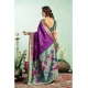 Women's Silk Blend Woven Saree With Unstitched Blouse 5.5 Mtr (Purple)