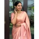 Women's Litchi silk Printed Saree With Unstitched Blouse (Peach) Women's Litchi silk Printed Saree With Unstitched Blouse (Peach)