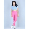 Girl's Cotton Lycra Printed Elasticated Leggings (Pink) Girl's Cotton Lycra Printed Elasticated Leggings (Pink)