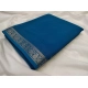 Women's Crepe Chit Pallu Solid Saree With Unstitched Blouse 5.5Mtr (teal blue)