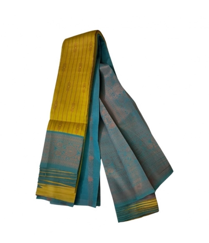 Women's Soft Silk Wooven Saree With Unstitched Blouse 5.5Mtr (Musterd Yellow)