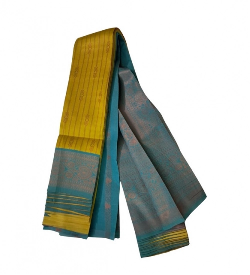 Women's Soft Silk Wooven Saree With Unstitched Blouse 5.5Mtr (Musterd Yellow)