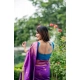 Women's Katan_Silk Zari_Weaving Saree With Unstitched Blouse 5.5Mtr (Purple)