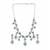 Women's Brass Silver Plated Necklace set (Green)