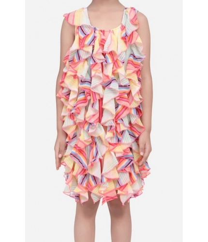 Girl's Chiffon Ruffled Sleeveless Dress (Multicolor)