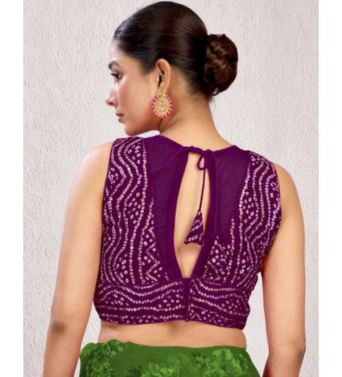 Women's Rayon Cotton Bandhani Printed Halter Neck Non Padded Blouse (Wine 38 Ready (Alterable up to 42)