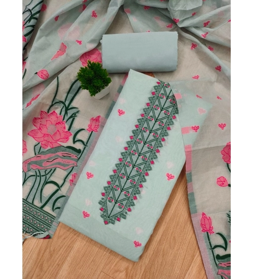 Women's Banarasi Silk Printed Unstitched Salwar Suit Material With Dupatta (Grey, 3Mtrs)