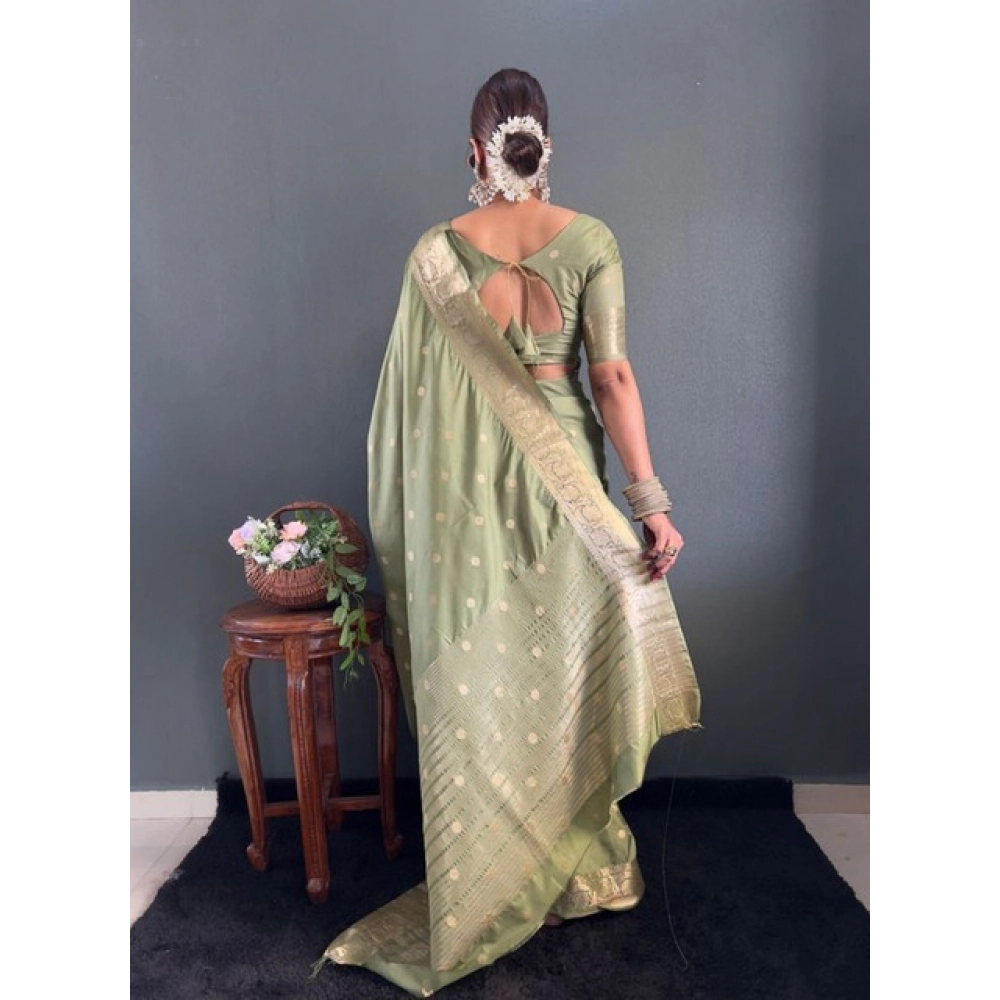 Women's Satin Printed Saree With Unstitched Blouse 5.5Mtr (Green) Women's Satin Printed Saree With Unstitched Blouse 5.5Mtr (Green)