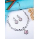 Women's Brass Silver Plated Necklace set (Pink) Women's Brass Silver Plated Necklace set (Pink)