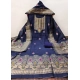 Women's Banarasi Silk Printed Unstitched Salwar Suit Material With Dupatta (Navy Blue, 3Mtrs)