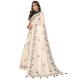 Women's Linen Cotton Printed Saree With Unstitched Blouse 5.5Mtr (Off White)