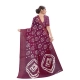 Women's Cotton Silk Bandhni Saree With Unstitched Blouse 5.5Mtr (Purple) Women's Cotton Silk Bandhni Saree With Unstitched Blouse 5.5Mtr (Purple)
