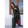 Dropship Women's Litchi silk Printed Saree With Unstitched Blouse (Dark Green)