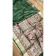 Women's Tussar Silk Madhubani Saree With Unstitched Blouse 5.5Mtr (Green) Women's Tussar Silk Madhubani Saree With Unstitched Blouse 5.5Mtr (Green)
