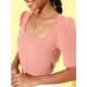 Women's Polyester Lycra Solid Short Sleeve Top (Pink) Women's Polyester Lycra Solid Short Sleeve Top (Pink)