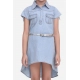 Girl's Denim Hi Lo Short Sleeve Dress with Belt (Blue) Girl's Denim Hi Lo Short Sleeve Dress with Belt (Blue)